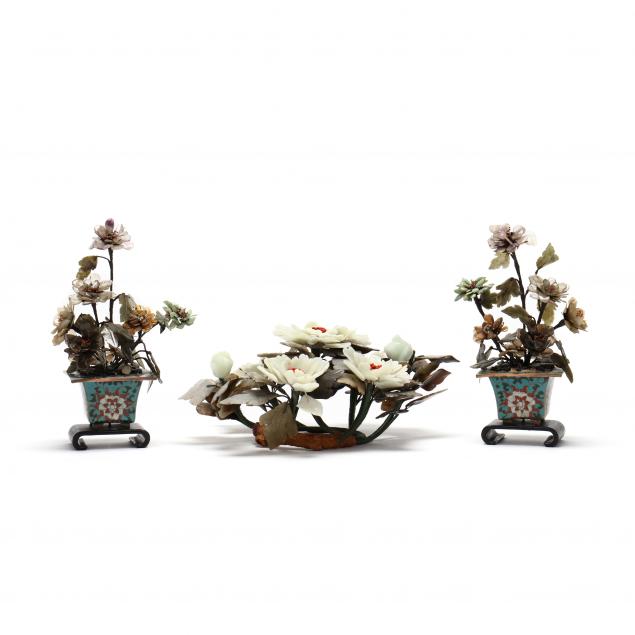 three-chinese-hard-stone-floral-arrangements