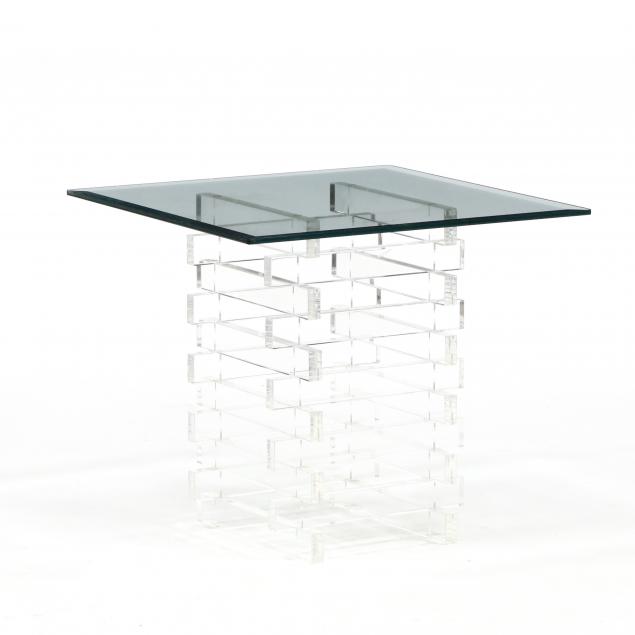 lucite-and-glass-side-table