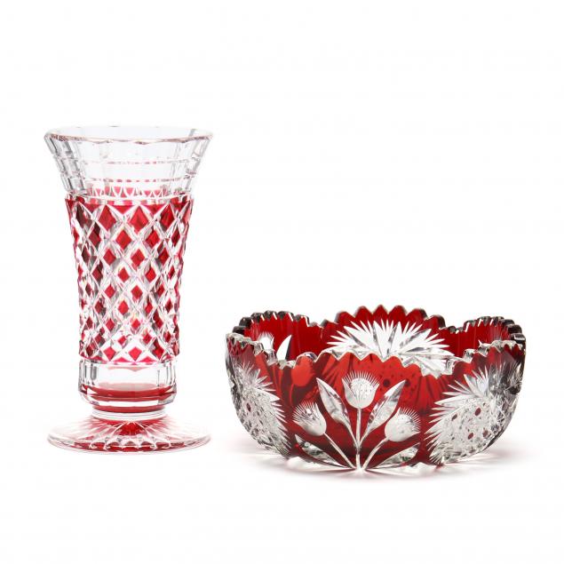 two-ruby-cut-to-clear-glass-vessels-including-val-st-lambert