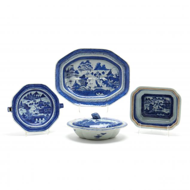 four-chinese-export-blue-canton-serving-pieces