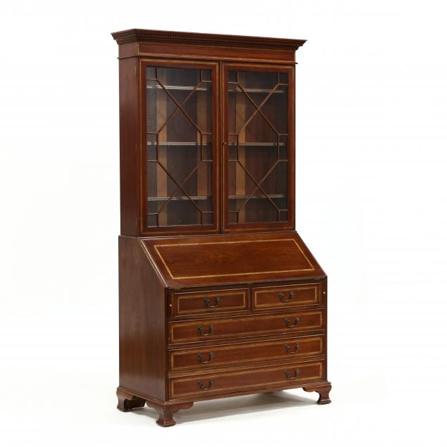georgian-style-banded-mahogany-secretary-bookcase