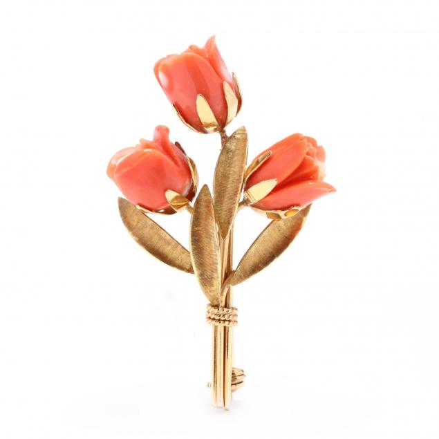 18kt-gold-coral-brooch-italian