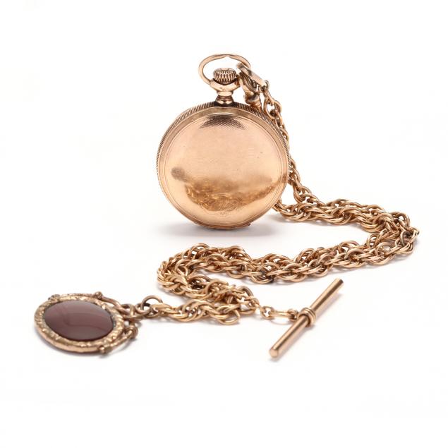 antique-gold-filled-hunter-case-pocket-watch-waltham-and-with-chain-and-fob