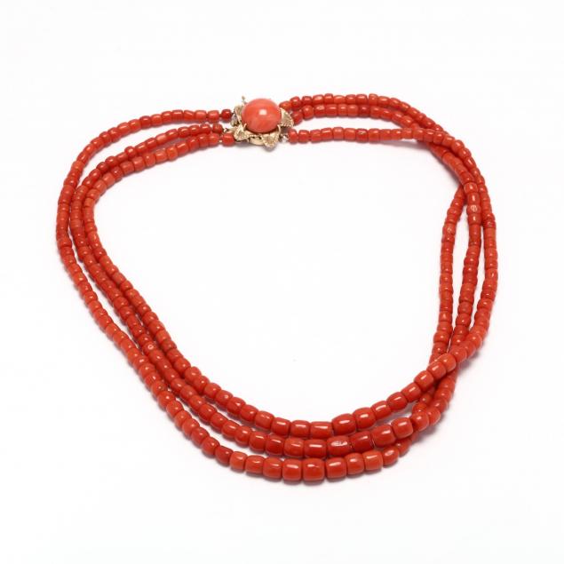 14kt-gold-triple-strand-coral-necklace