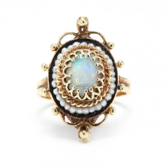14kt-gold-opal-pearl-and-enamel-ring
