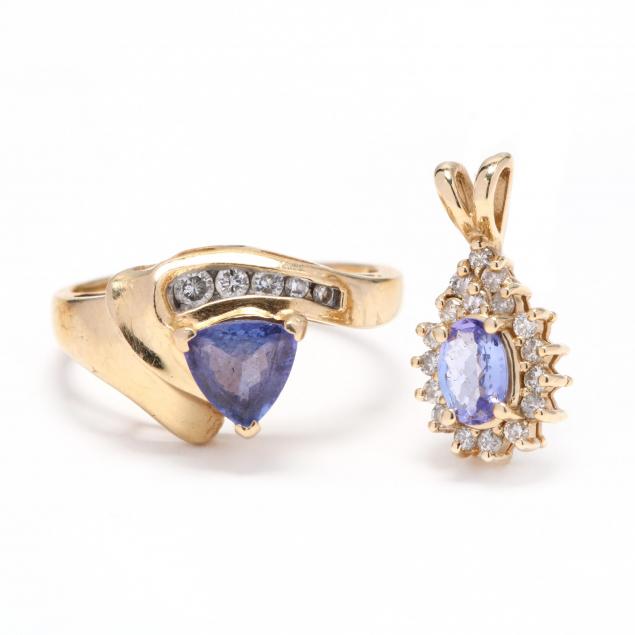 two-14kt-gold-diamond-and-tanzanite-jewelry-items