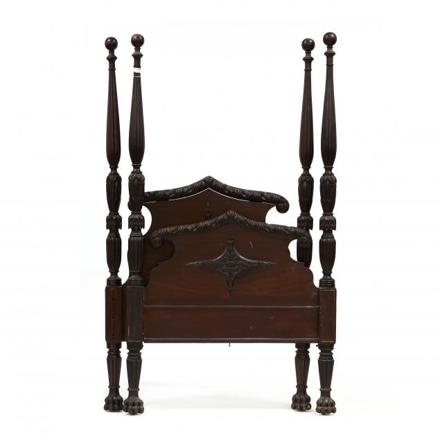 american-late-classical-carved-twin-tall-post-bed