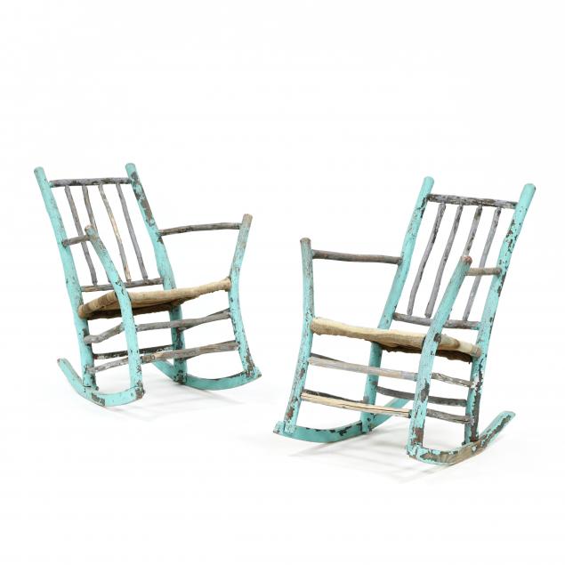 pair-of-vintage-painted-hickory-rocking-chairs