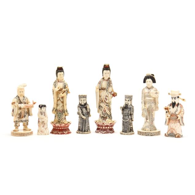 eight-chinese-carved-bone-figures