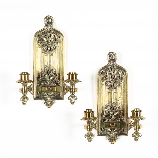 pair-of-gothic-style-brass-sconces