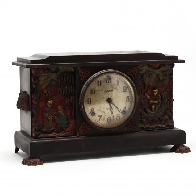 ingraham-vintage-chinoiserie-mantle-clock