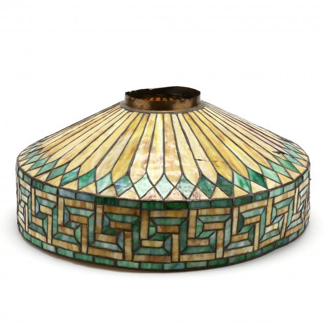 vintage-greek-key-patterned-stained-glass-shade