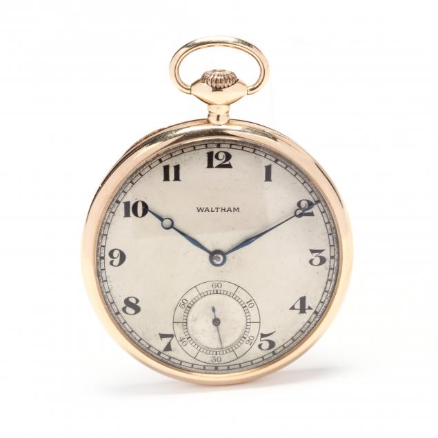 antique-14kt-gold-open-face-pocket-watch-waltham
