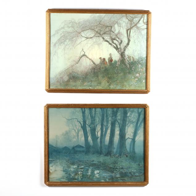 two-printed-images-of-watercolor-paintings-by-hiroshi-yoshida-japanese-1876-1950