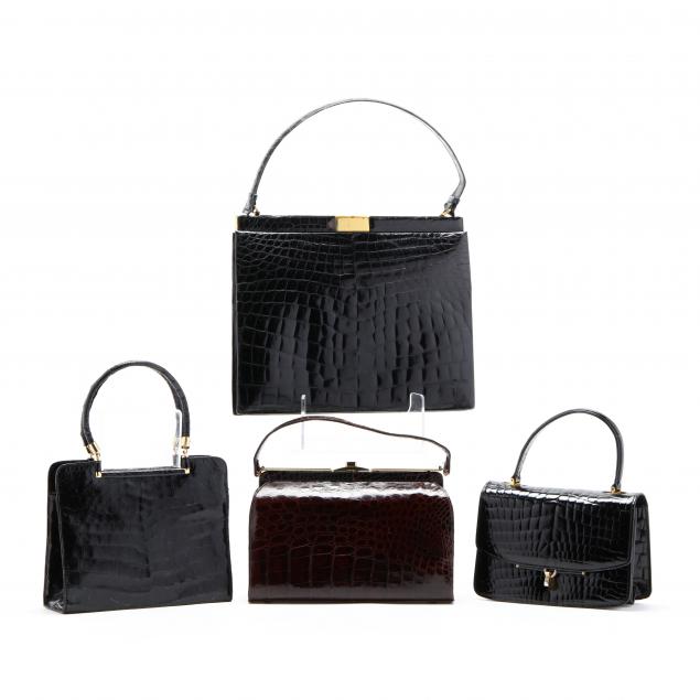 a-group-of-four-vintage-alligator-or-crocodile-handbags