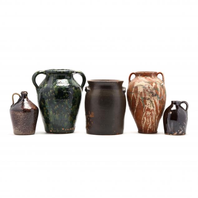 nc-pottery-grouping-of-five