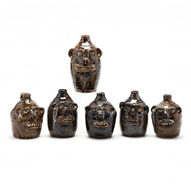 georgia-folk-pottery-six-marie-rogers-face-jugs