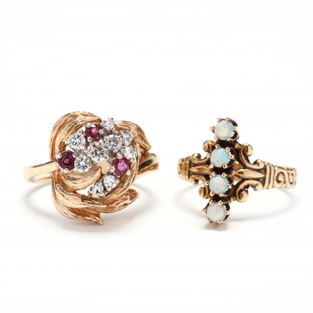 two-gold-and-gemstone-rings