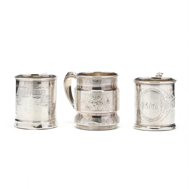 three-antique-american-sterling-silver-cups
