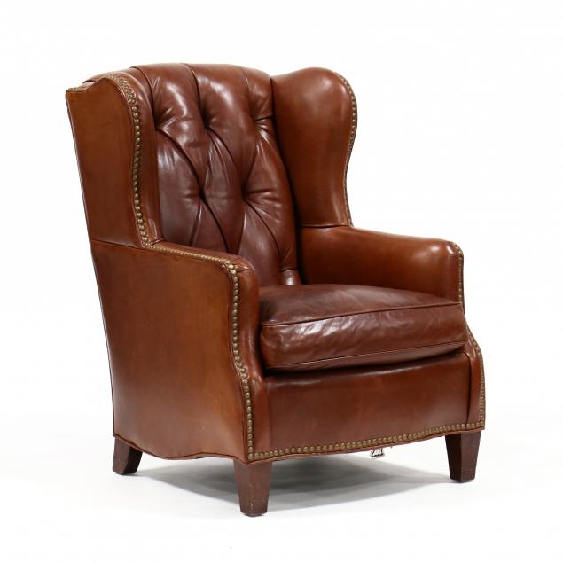 classic-leather-upholstered-wing-back-club-chair