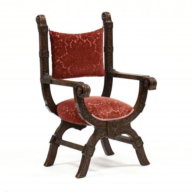 gothic-style-carved-oak-curule-chair