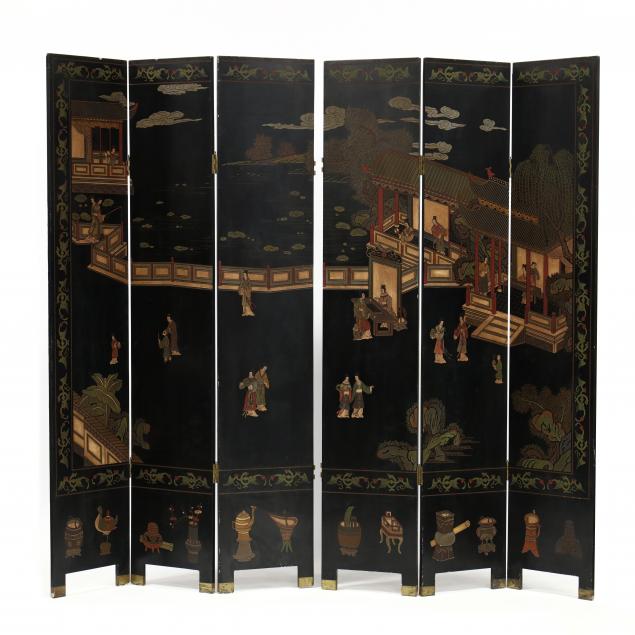 vintage-chinese-six-panel-carved-lacquer-floor-screen