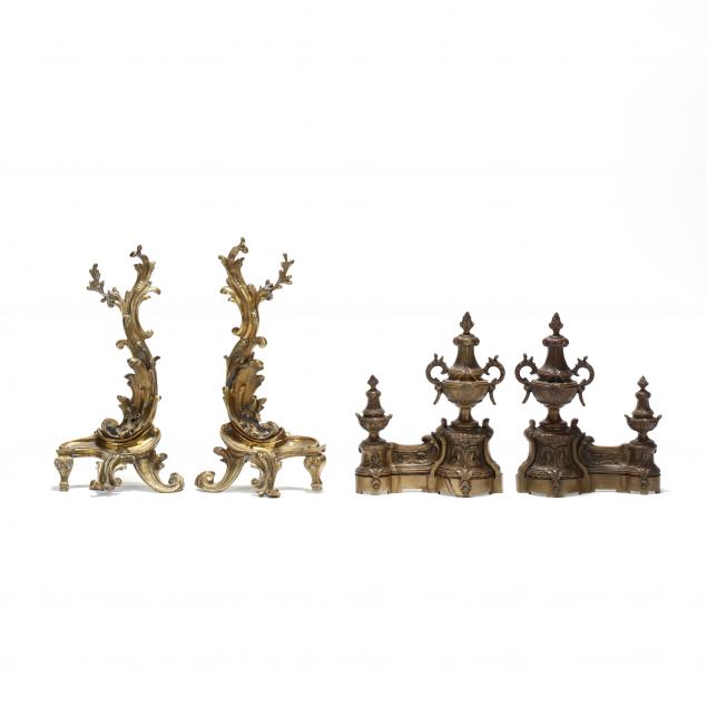 two-pair-of-antique-brass-chenets