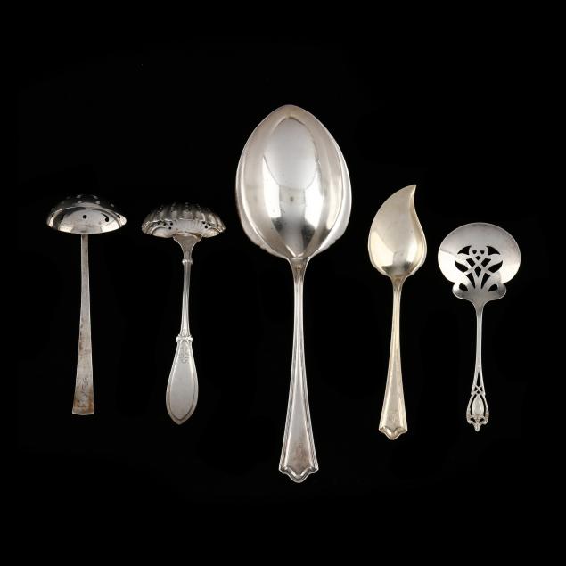 five-antique-american-sterling-silver-servers