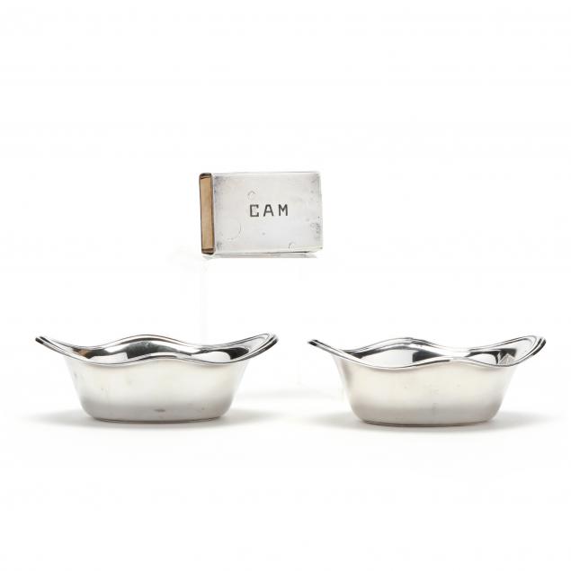 sterling-silver-matchbox-holder-and-two-nut-dishes