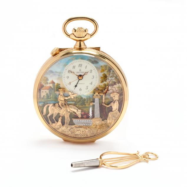 gold-plated-and-enamel-painted-reuge-automaton-pocket-watch