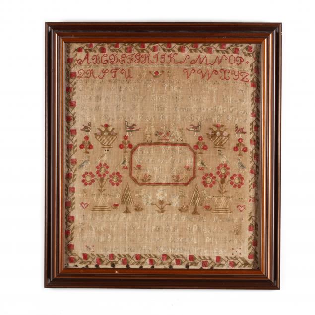 antique-framed-needlework-sampler-english