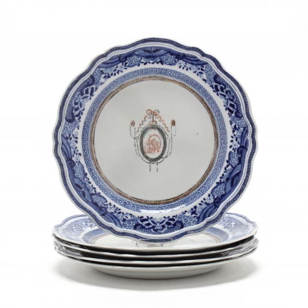 five-18th-century-chinese-export-porcelain-armorial-plates