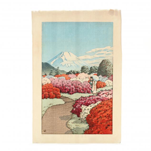 hasui-kawase-japanese-1883-1957-i-two-young-women-strolling-in-an-azalea-garden-i
