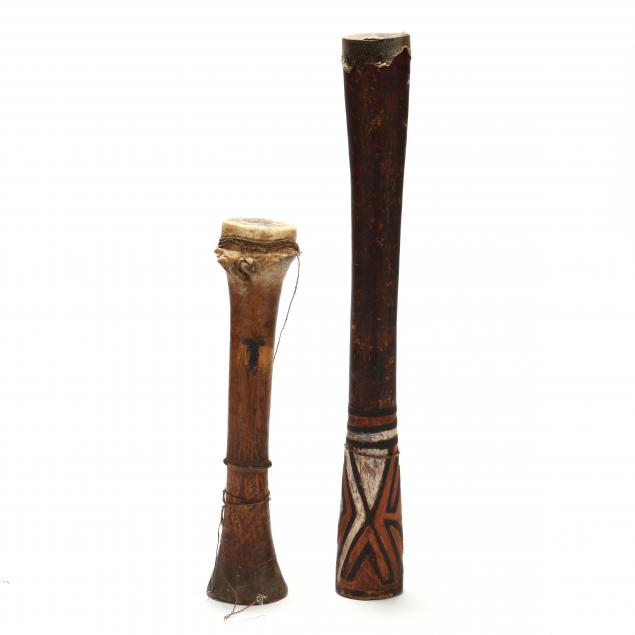 papua-new-guinea-two-elongated-wooden-tribal-drums