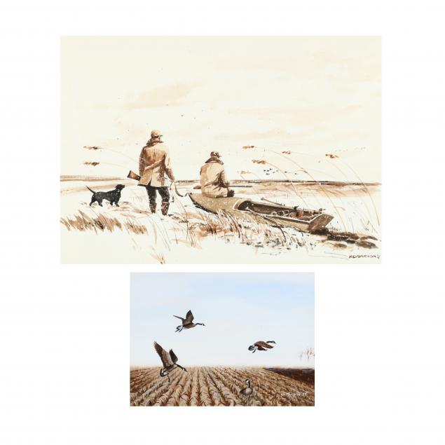 two-20th-century-waterfowl-related-works-on-paper