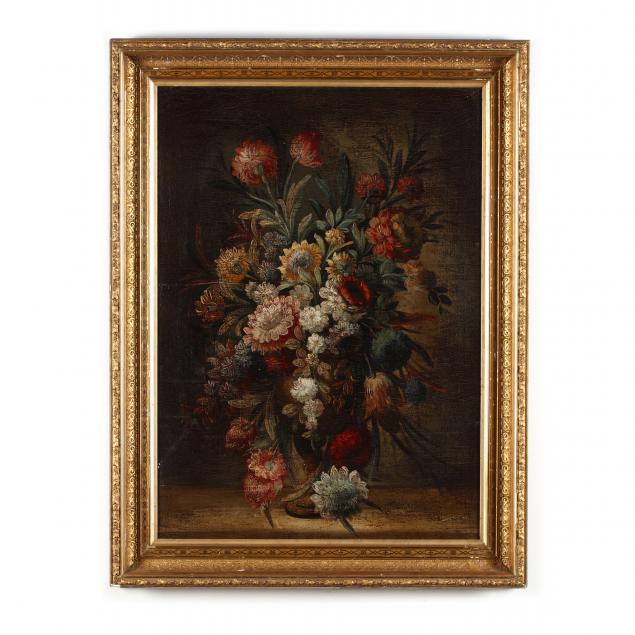 antiqued-dutch-style-still-life-painting-with-flowers