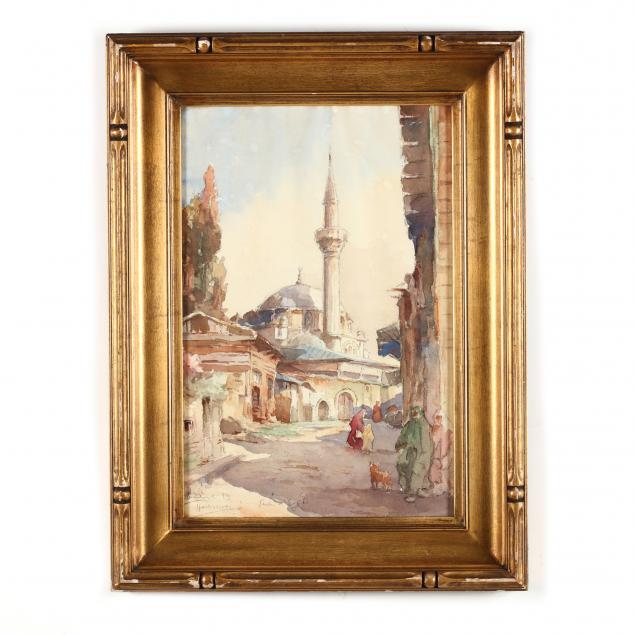 an-antique-orientalist-watercolor-painting-of-an-egyptian-mosque