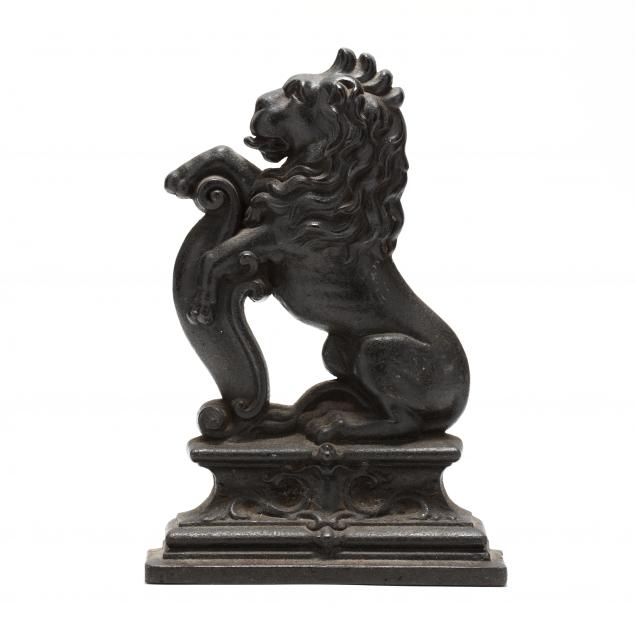 antique-iron-rampant-lion-doorstop