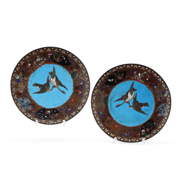 a-pair-of-cloisonne-decorated-plates