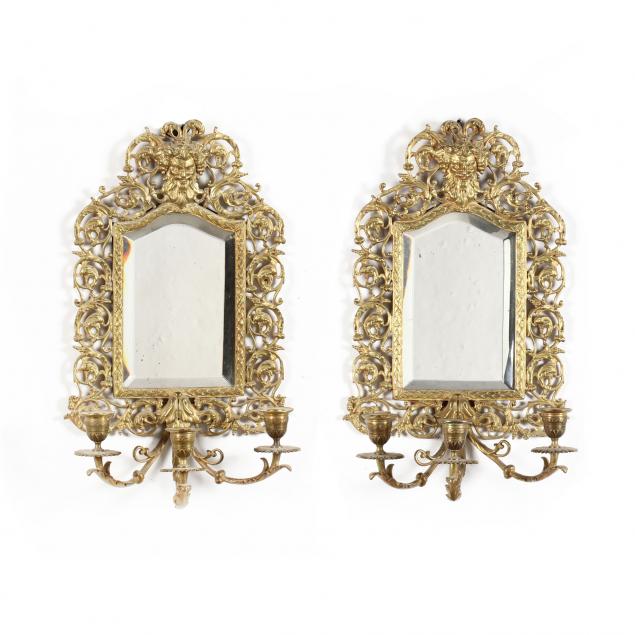 pair-of-antique-mirrored-brass-sconces