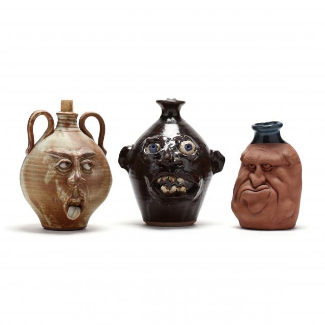 three-nc-pottery-face-jugs