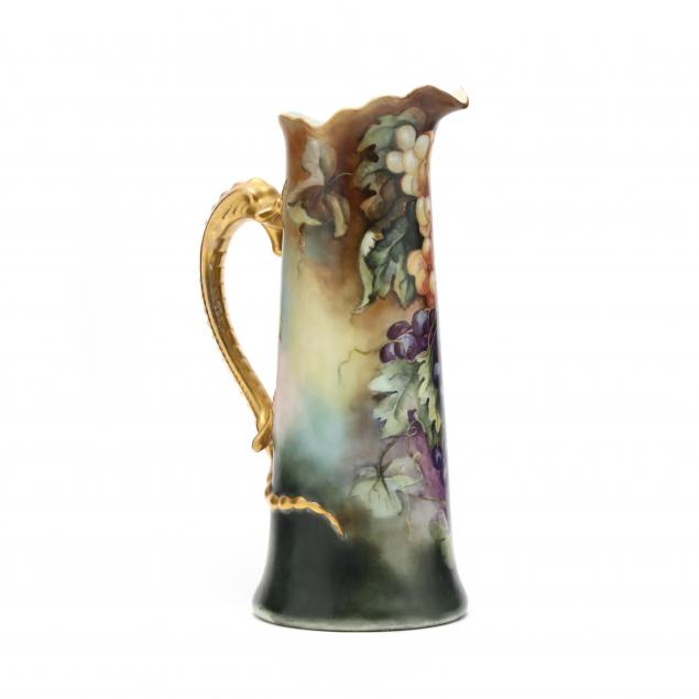 tall-limoges-hand-painted-porcelain-pitcher