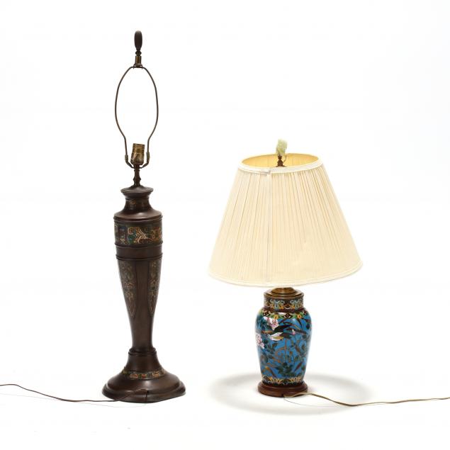 two-vintage-asian-enameled-lamps