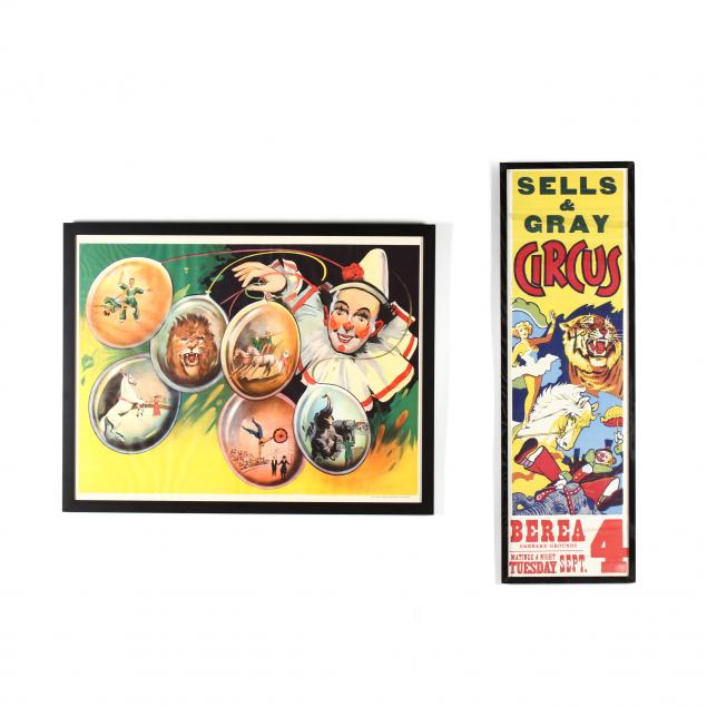 two-vintage-framed-circus-posters