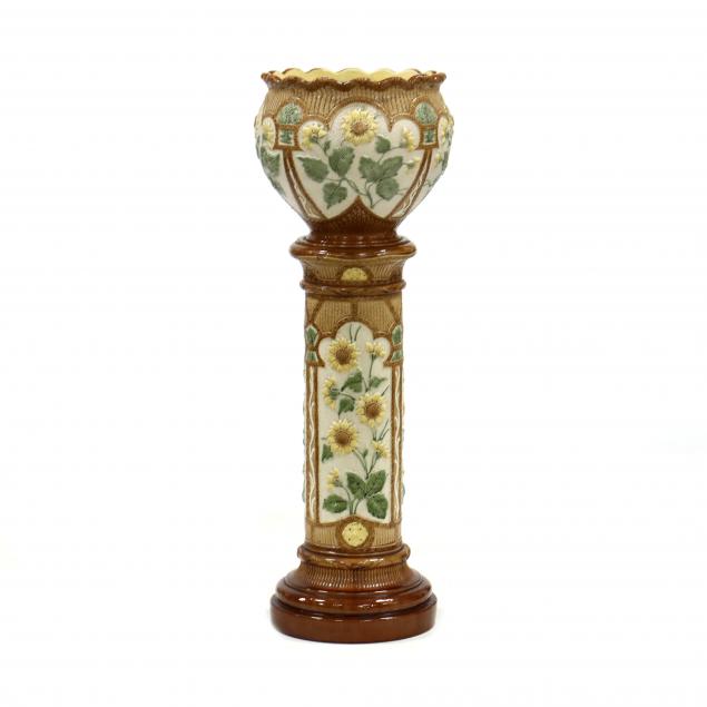 burmantofts-faience-sunflower-pattern-jardiniere-and-pedestal