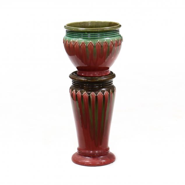 american-majolica-jardiniere-and-pedestal