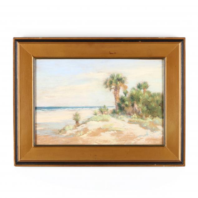 an-antique-pastel-painting-of-a-beach-by-clarke