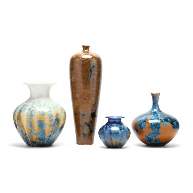 nc-art-pottery-four-crystalline-vases