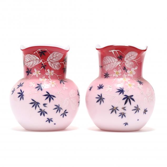 pair-of-antique-english-enameled-peachblow-glass-vases