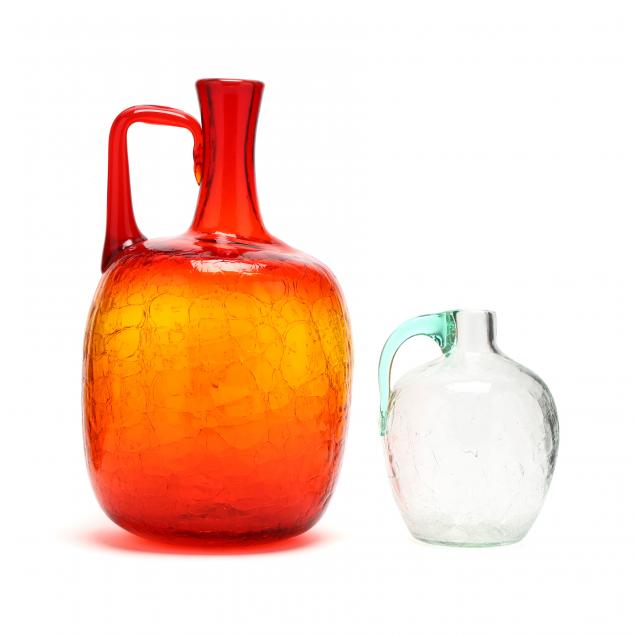 blenko-two-crackle-glass-jugs